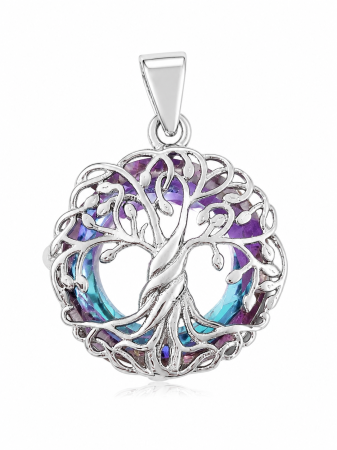 Stříbrný přívěsek Strom života s duhovým crystalem – Symbol harmonie a vnitřní síly