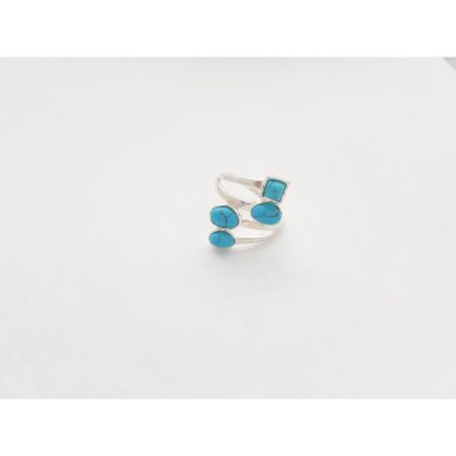 Tyrkysový prsten atypický mohutný ve velikosti 62