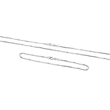 Stříbrný set náramek a řetízek s kuličkami