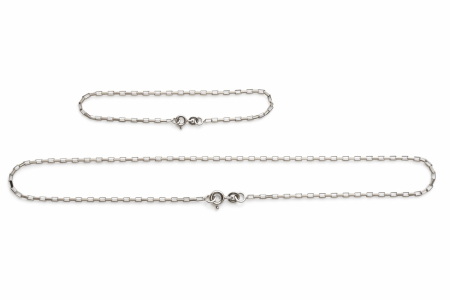 Stříbrný set náramek a řetízek s hranatým článkovým vzorem - elegantní minimalistický šperk