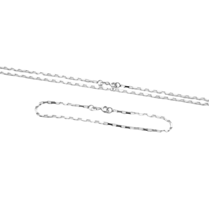 Stříbrný set náramek a řetízek obdélníčky