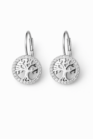 Stříbrné náušnice Strom života se zirkony – Symbol síly, rovnováhy a ochrany