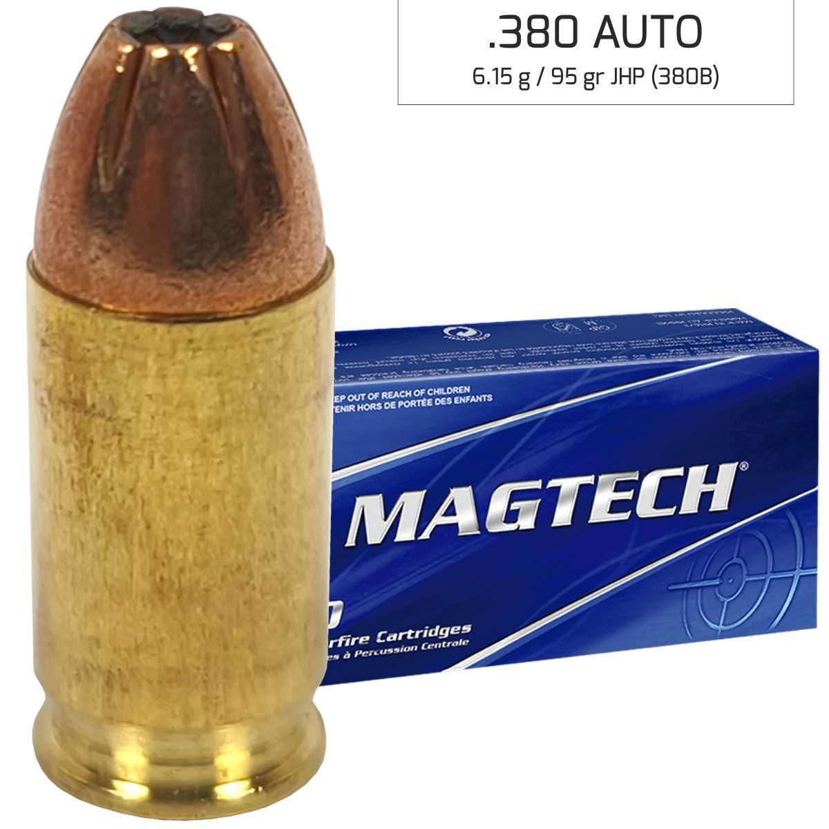 Náboje Magtech 9 mm Browning / 380 AUTO JHP 6,15 g, 95 gr (380B)