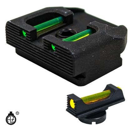 Svetlovodná míridla Zendl na pistole Walther, muška oranžová, hledí zelené