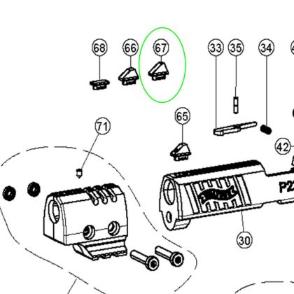 Muška c. 4 Walther P22/P22Q, výška 5,7 mm