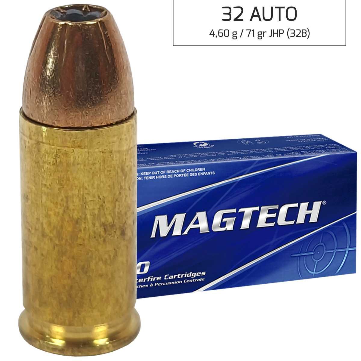Náboje Magtech 7,65 Browning / 32 AUTO JHP 4,60 g, 71 gr (32B)