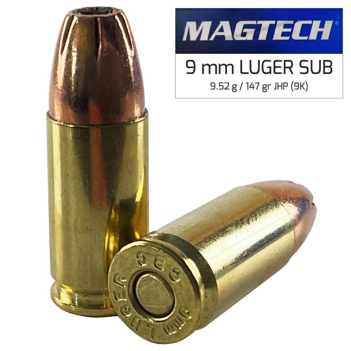 Náboje Magtech 9 mm Luger JHP Subsonic 9,52 g, 147 gr (9K)