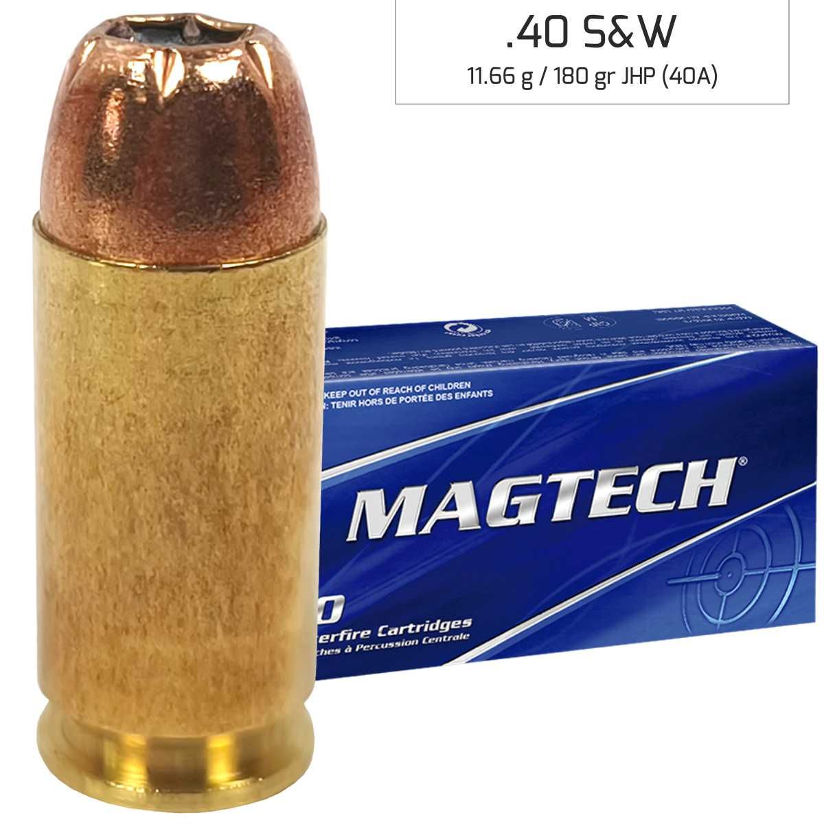 Náboje Magtech 40 S&W JHP 11,66 g, 180 gr (40A)
