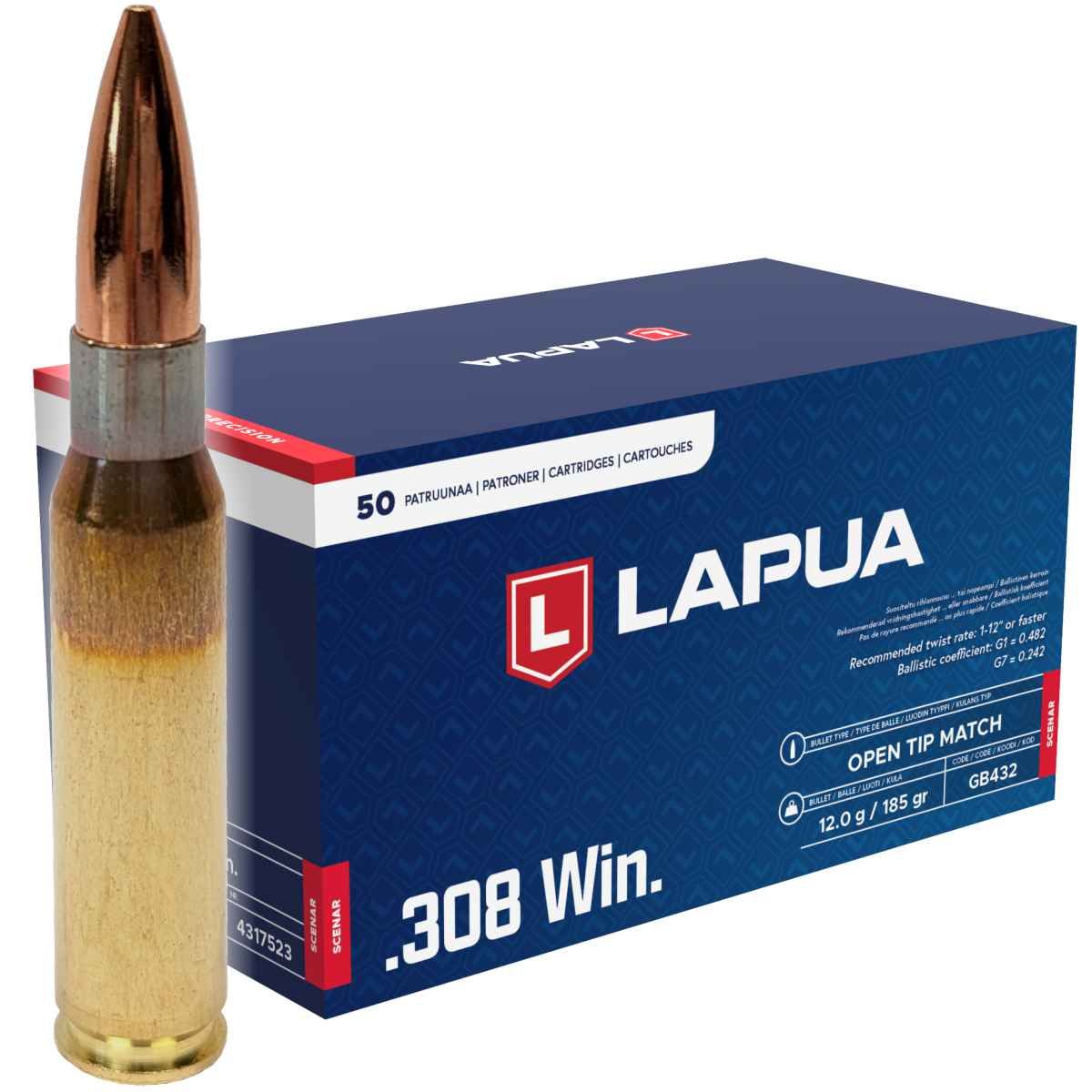 Náboje Lapua .308 Win. Scenar, OTM, 12,00 g, 185 gr