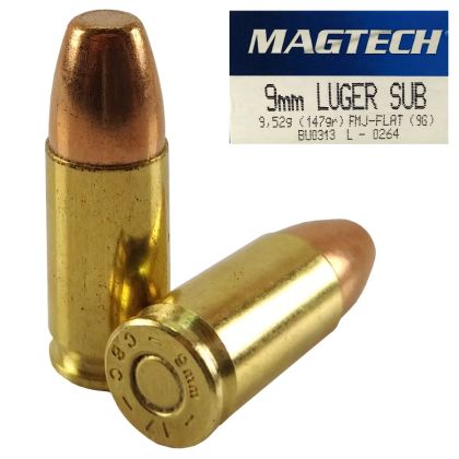 Náboje Magtech 9 mm Luger FMJ FLAT Subsonic 9,52 g, 147 gr (9G)
