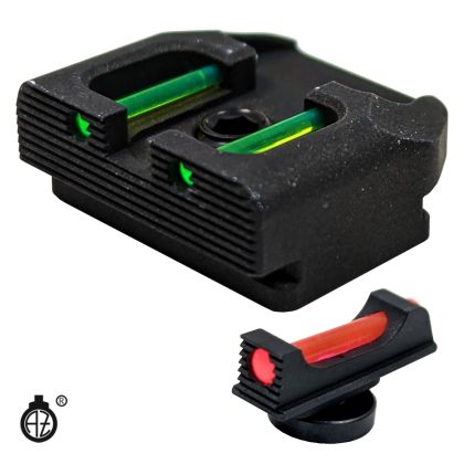 Svetlovodná míridla Zendl na pistole Walther, muška cervená, hledí zelené