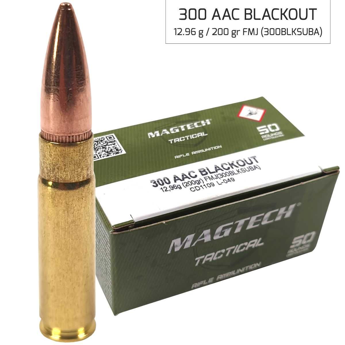 Náboje Magtech 300 AAC Blackout FMJ Subsonic 13 g, 200 gr (300BLKSUBA)