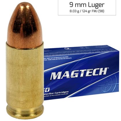Náboje Magtech 9 mm Luger FMJ 8,03 g, 124 gr (9B)