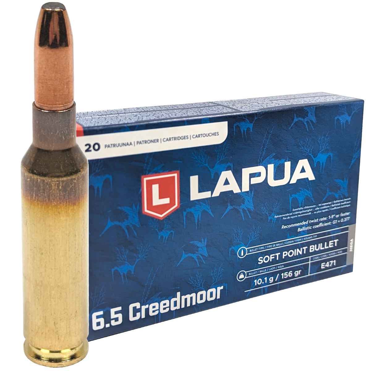 Náboje Lapua 6,5 Creedmoor MEGA, SP, 10,10 g, 156 gr