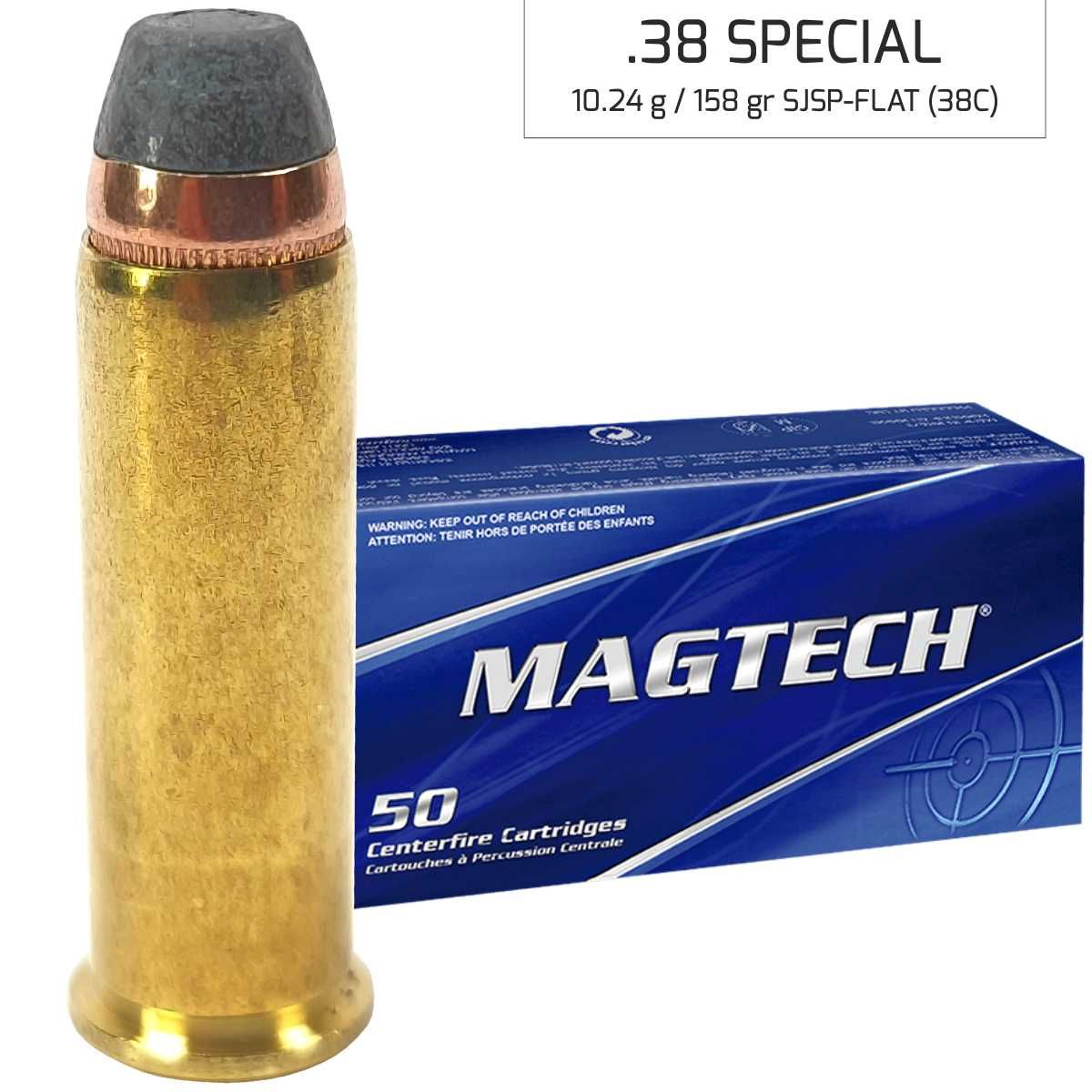 Náboje Magtech 38 SPECIAL SJSP FLAT 10,24 g, 158 gr (38C)