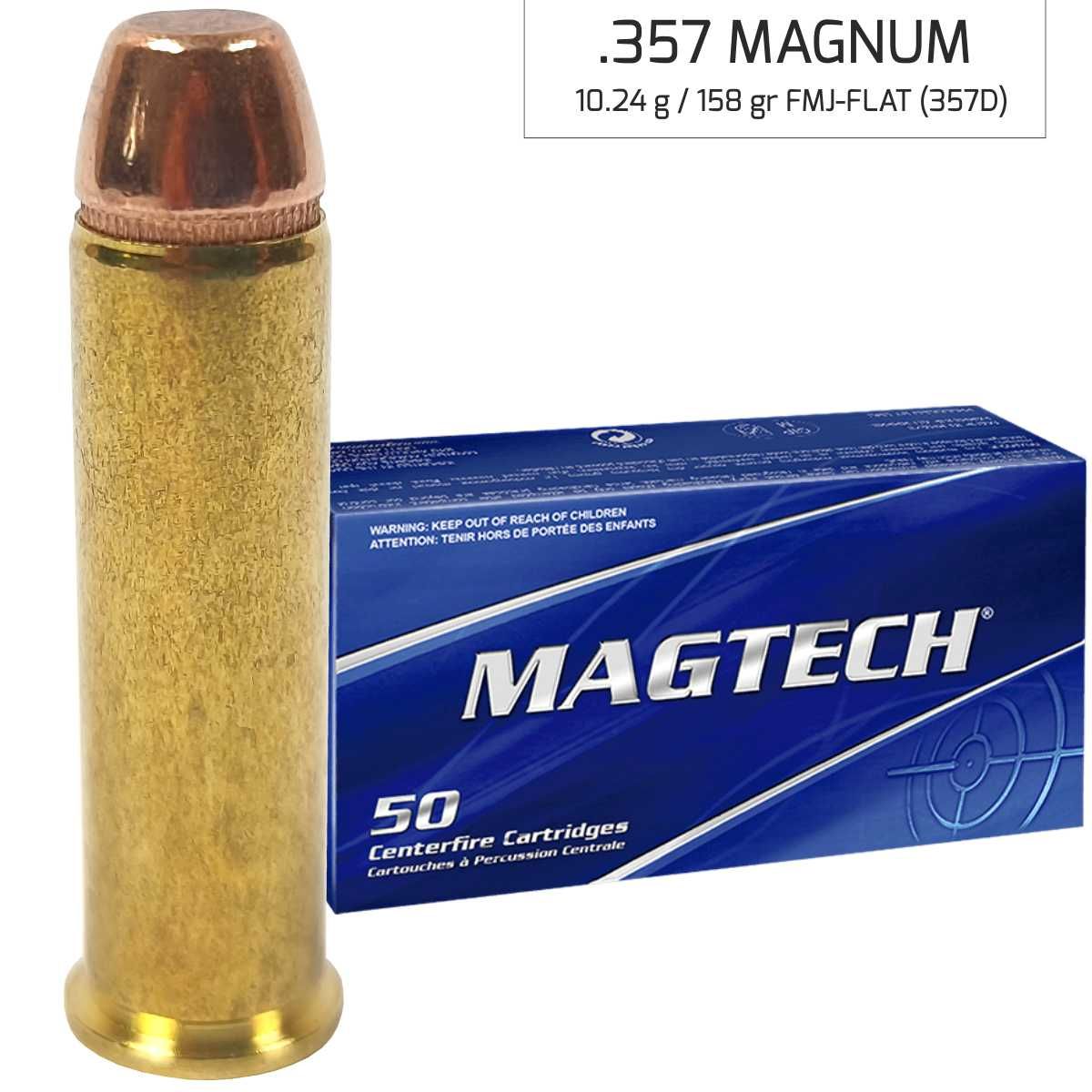 Náboje Magtech 357 Magnum FMJ FLAT 10,24 g, 158 gr (357D)