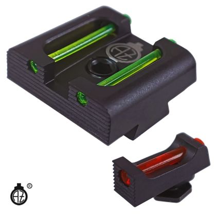 Ocelová míridla Zendl FO pro pistole Walther PDP, muška cervená 1,5mm, hledí zelené 1mm