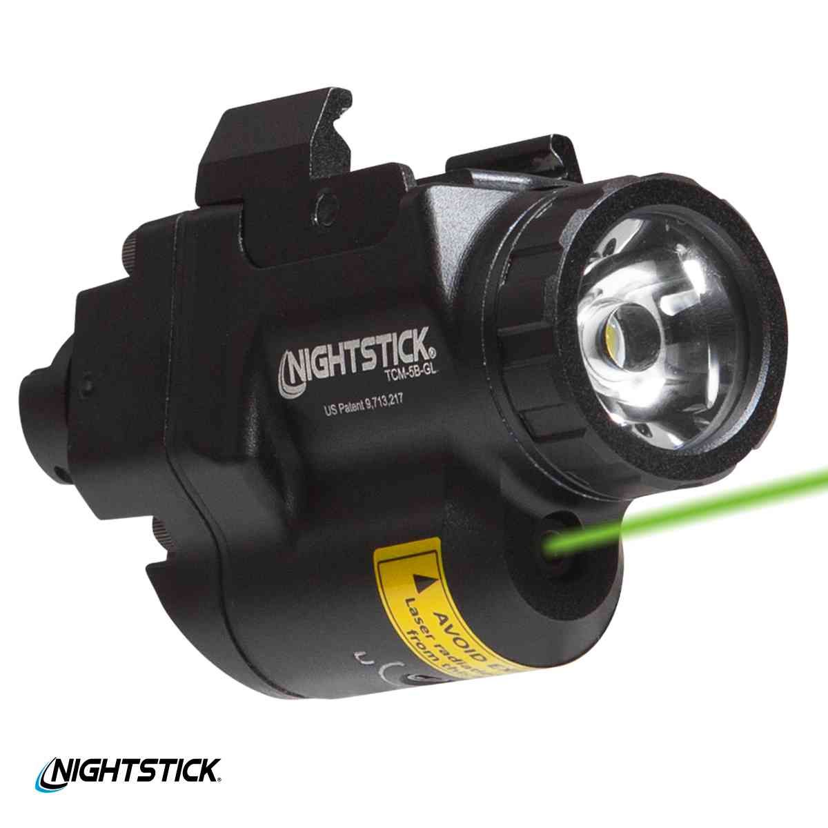 Nightstick TCM-5B svítilna +zelený laser pro pistole s úzkým railem (G43X, G48) (1x CR123)