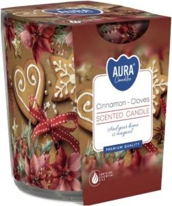 Aura vonná svíčka ve skle skořice s hřebíčkem, 100 g