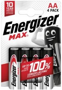 Energizer Max Alkaline AA/LR6 alkalické baterie, 4 ks, 1,5V