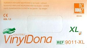 Vulkan DonaVinyl Rukavice jednorázové vinylové bezprašné, velikost XL, 100 kusů