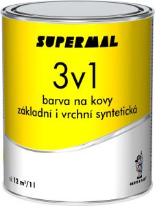 Supermal 3v1 S2177 0199 černá vrchní syntetická barva na kovy, 0,6 l