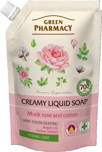 Green Pharmacy Pižmová růže a bavlna tekuté mýdlo náhradní náplň 460 ml