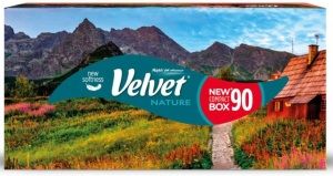 Velvet Nature 3vrstvé papírové kapesníky, box 90 ks