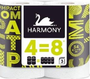 Harmony Compact 3vrstvý toaletní papír 4=8, 4 role, 34 m role