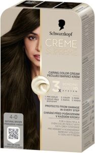 Schwarzkopf Creme Supreme barva na vlasy 4-0 přirozená hnědá 60 ml