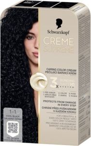 Schwarzkopf Creme Supreme barva na vlasy 1-1 chladná černá 60 ml