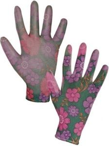 Leiva pracovní rukavice polomáčené s květinovým potiskem, velikost 7, 1 pár
