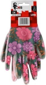 Leiva pracovní rukavice máčené v polyuretanu s květinovým potiskem, velikost 8, 1 pár