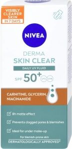 Nivea Derma Skin Clear denní krém UV Fluid OF50+, 40 ml