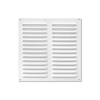 Větrací mřížka hliník. 150x150mm/Bílá lakovaná s rámečkem - výprodej                          