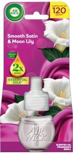 Air Wick Essential Oils jemný satén a měsíční lilie elektrický osvěžovač vzduchu náhradní náplň 19 ml