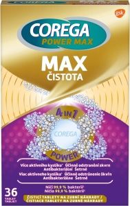 Corega Power Max Max Čistota tablety na čištění zubních náhrad, 36 ks