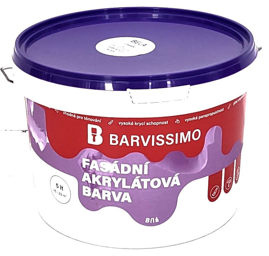 BARVISSIMO FASÁDNÍ AKRYL BARVA BÍLÁ 5L
