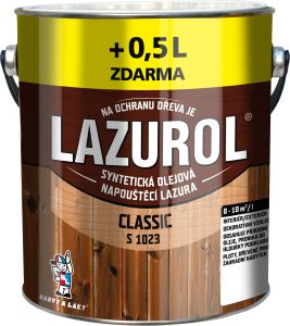 Lazurol Classic S1023 tenkovrstvá lazura na dřevo s obsahem olejů, 0023 teak, 2,5 + 0,5 l