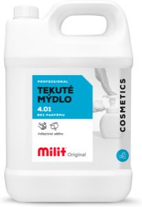 Milit tekuté mýdlo bez parfému s antibakteriální přísadou, 5 l