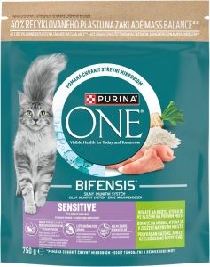 Purina ONE Bifensis Sensitive granule pro kočky krůta a rýže, 750 g
