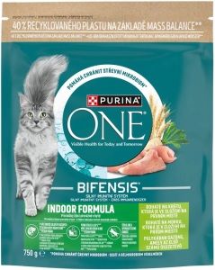 Purina ONE Bifensis Indoor granule pro kočky s krůtou a obilovinami 750g