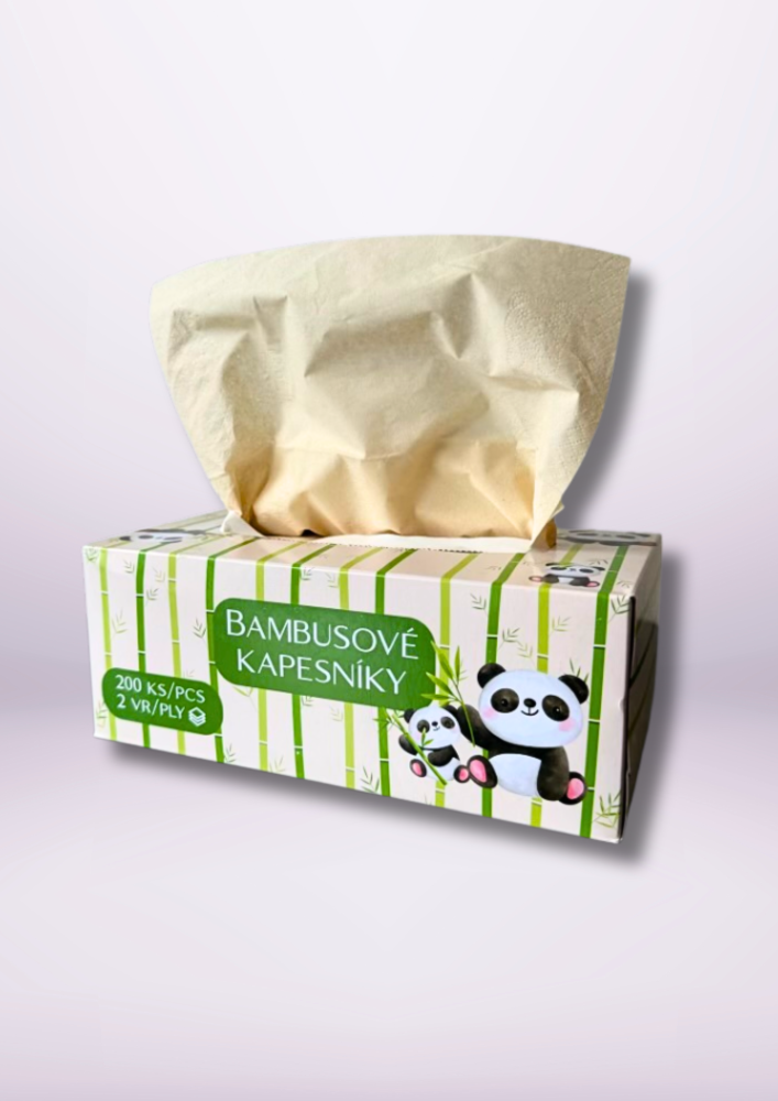 Bambusové kapesníky, 2 vrstvy, 200 ks – Cute Panda