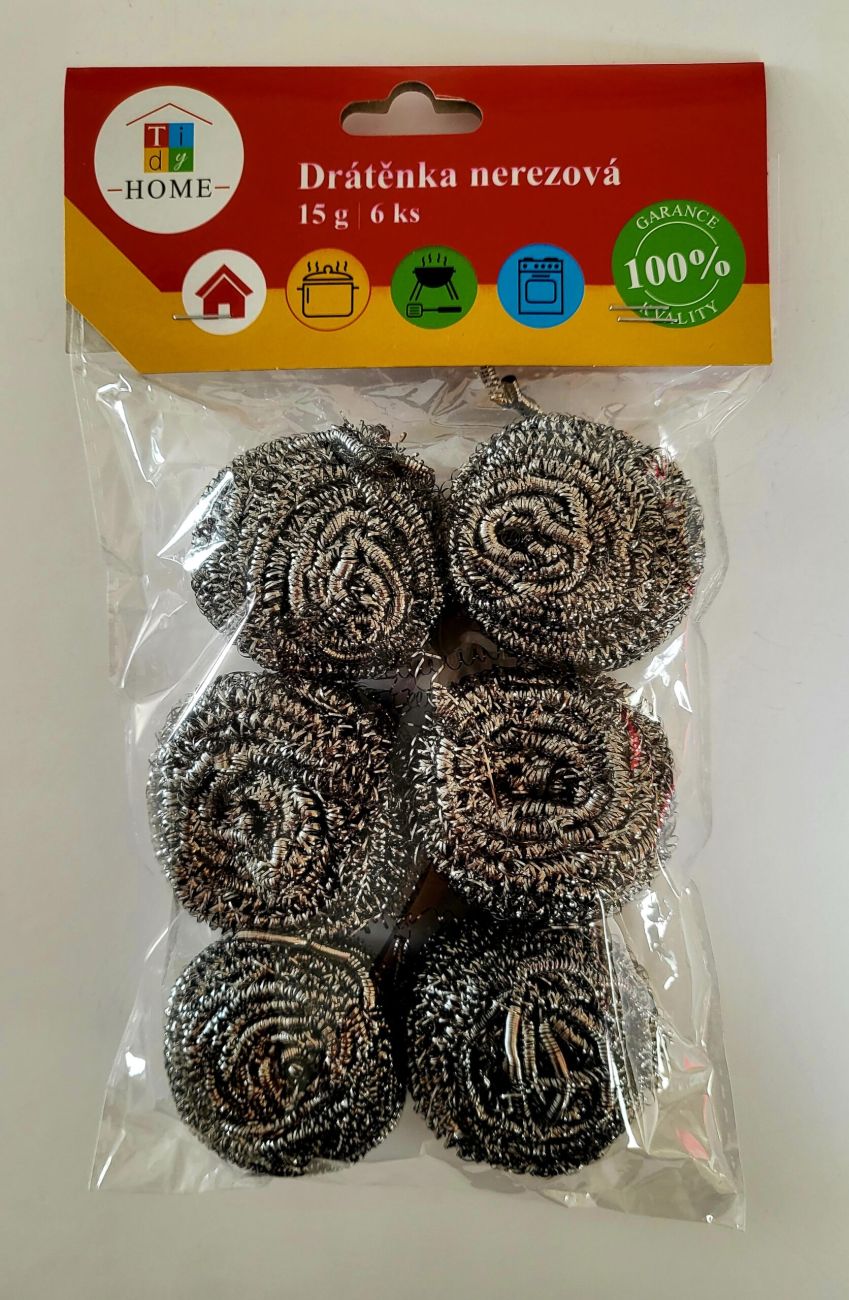 Tidy Drátěnka sada 6 ks; 5x5x cm; 15 g; nerez                