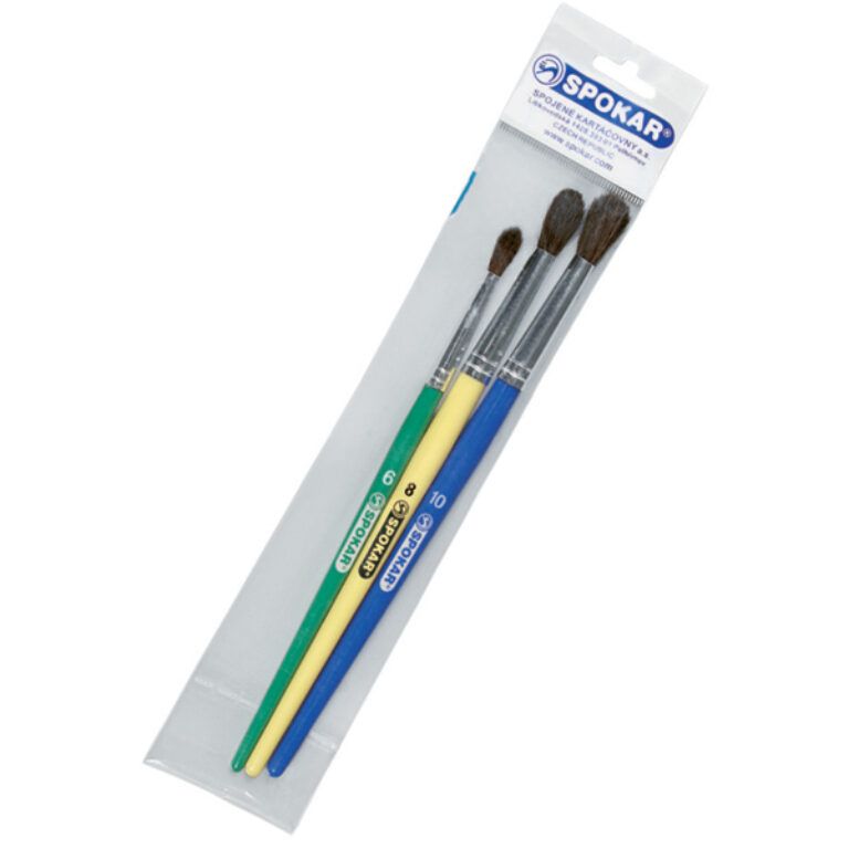 souprava kulatých školních štětců - typ 7102, C6, C8, C10                          