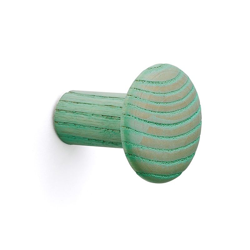 Dřevěný knoflíkový háček z jasanového dřeva - zelený