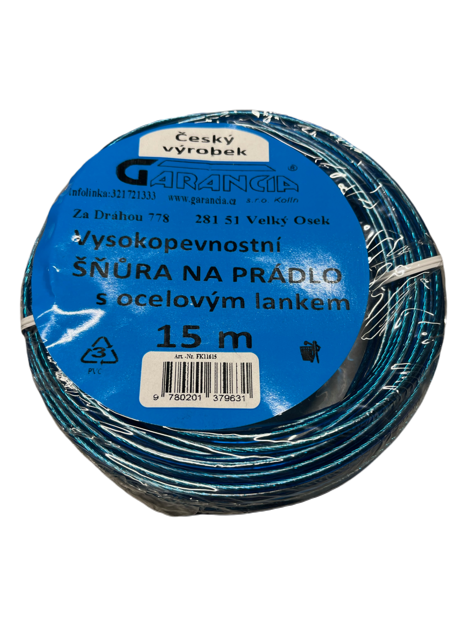 Prádelní šňůra ocelové lanko 15m