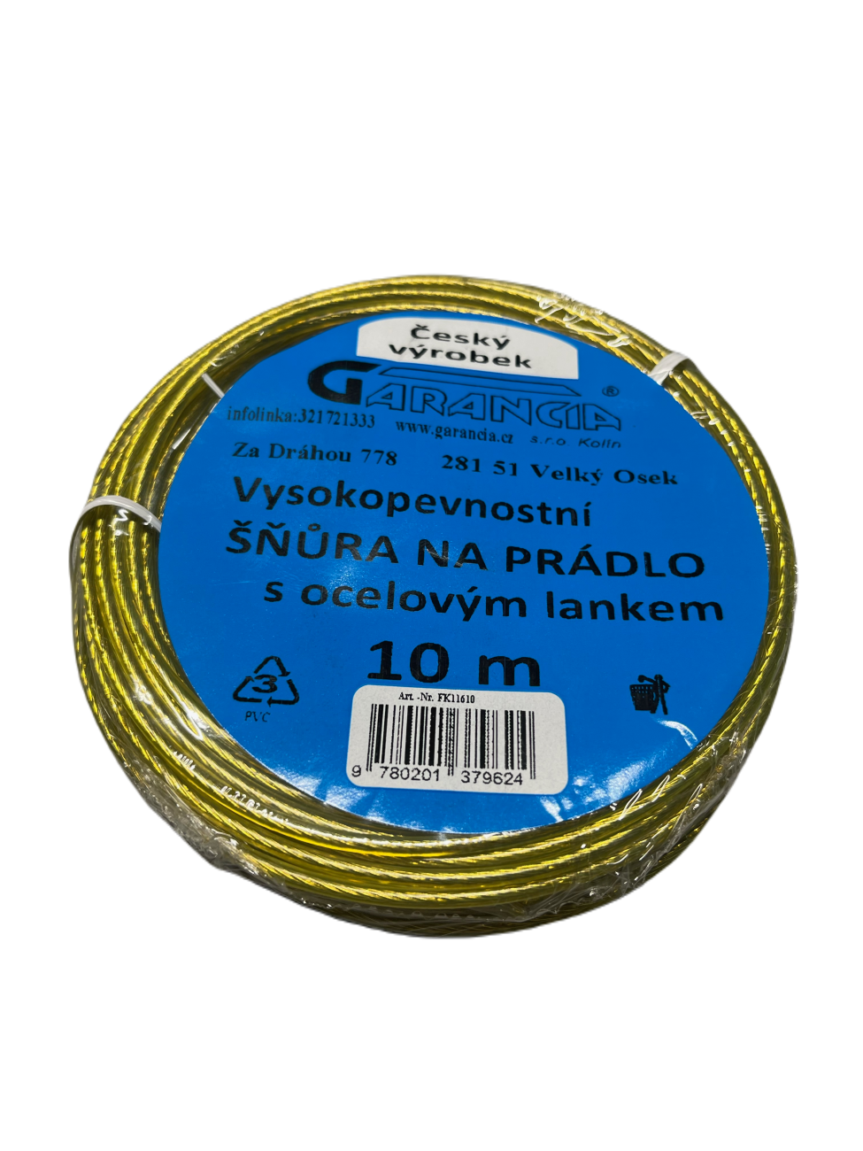 Prádelní šňůra ocelové lanko 10m