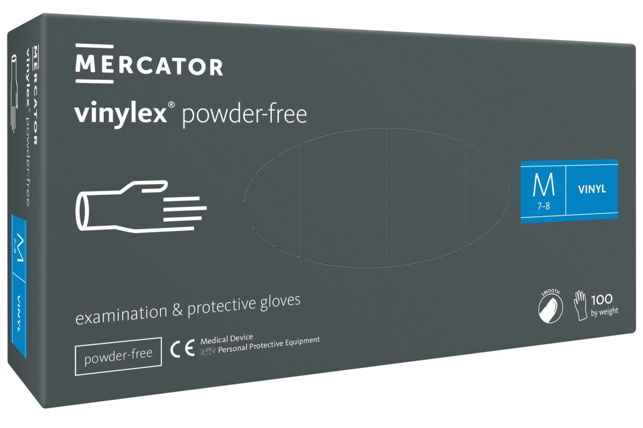 Rukavice vyšetřovací jednorázové - vinyl bez pudru 100ks 'L'
