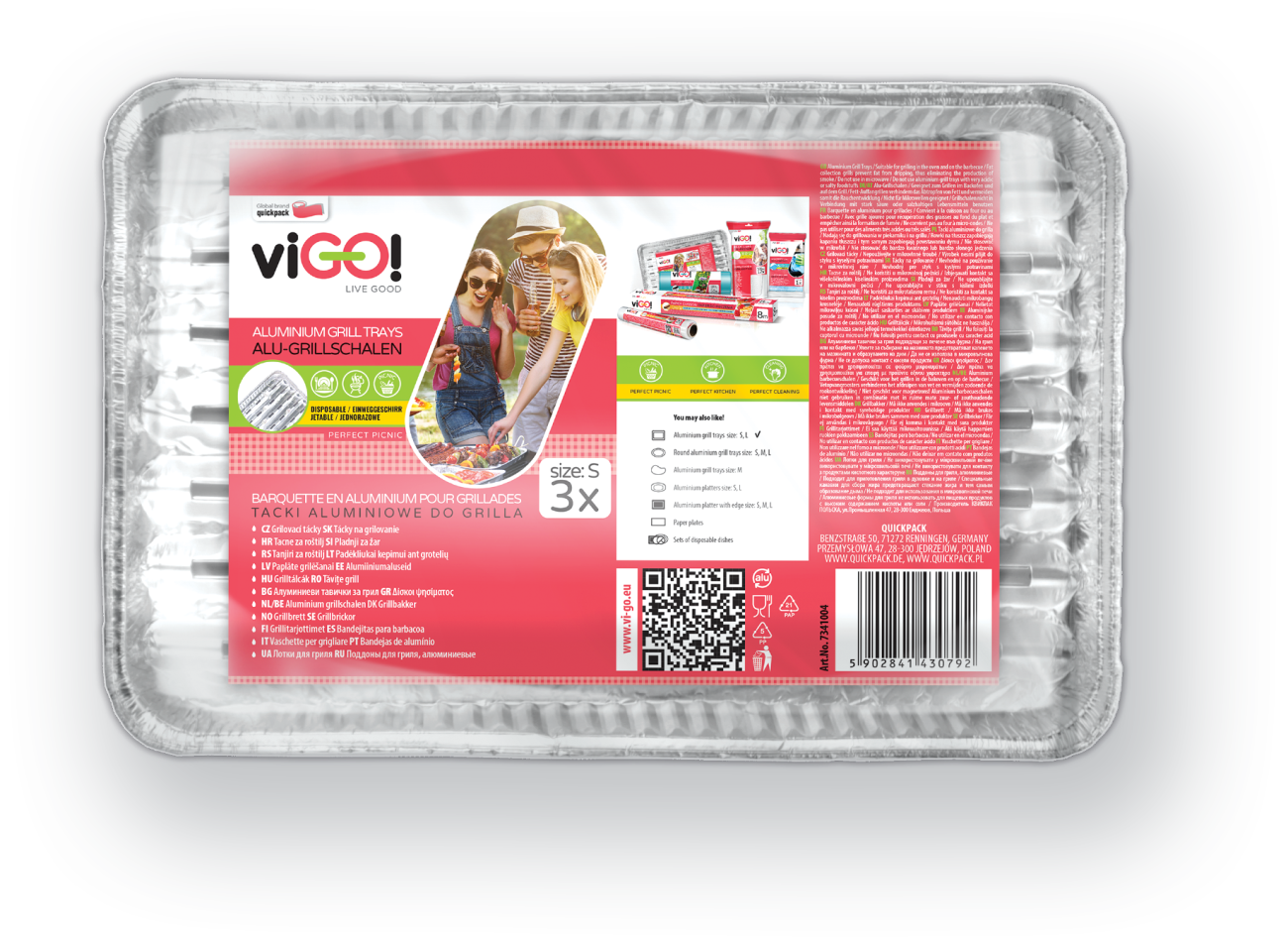 Grilovací tácky velikost S - 3 ks, 22 x 28 cm